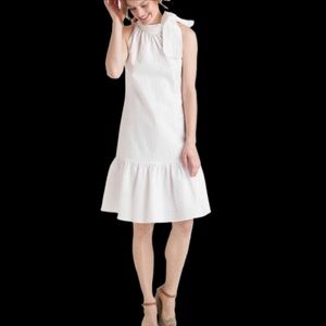Vineyard Vines Dress S White Textured Bow Neck Sleeveless 144th Kentucky Derby